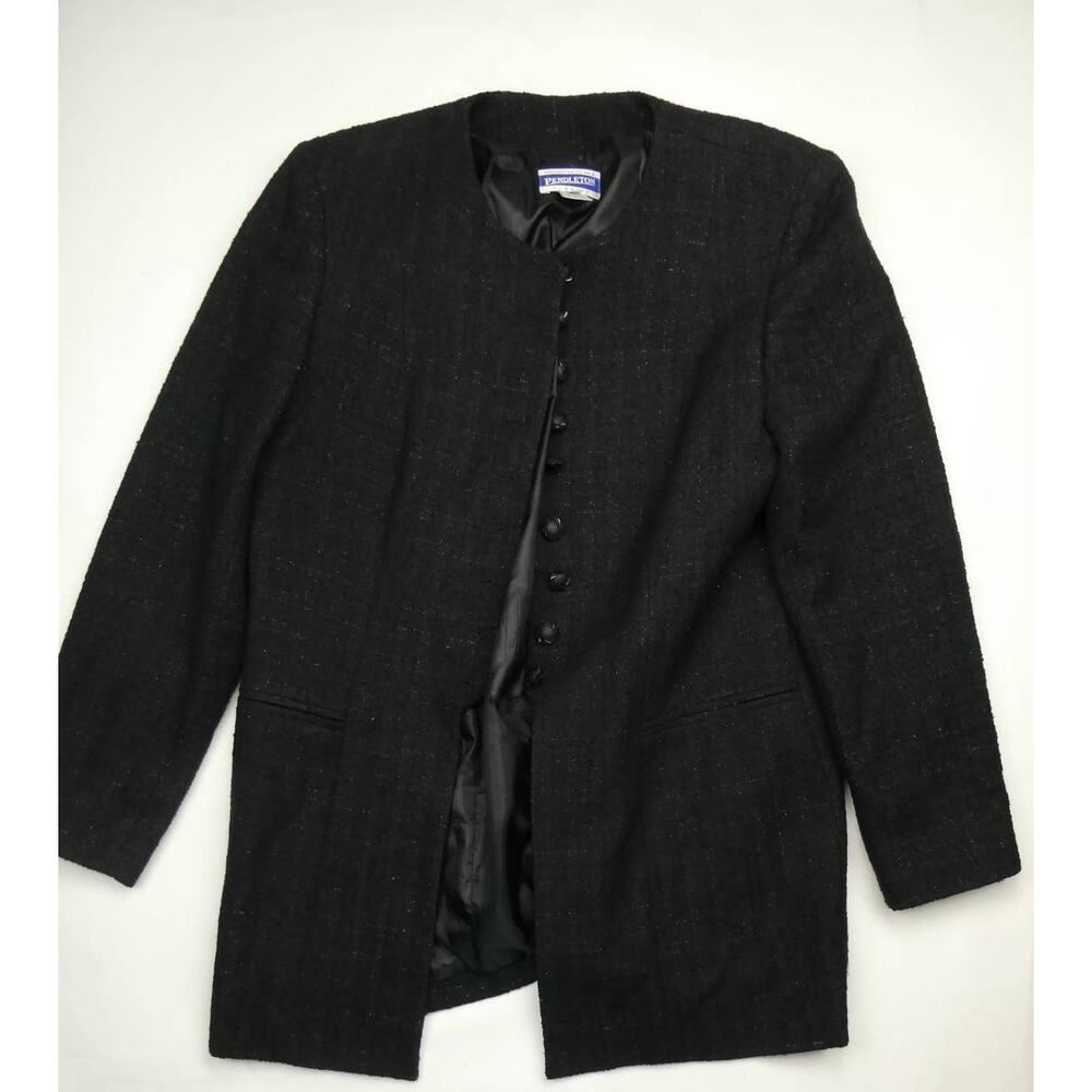 Pendleton wool sequin dress blazer, size: 12, black